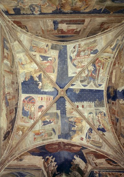 Ansicht der Decke der Kapelle des Tinel mit Szenen aus dem Leben des hl. Martial, 1344-45 von Matteo di Giovanetto da Viterbo